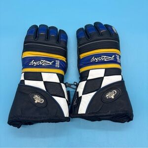 VIN Choko Design Racing Gloves Leather Thinsulate Ski Snowmobile Checkered Small